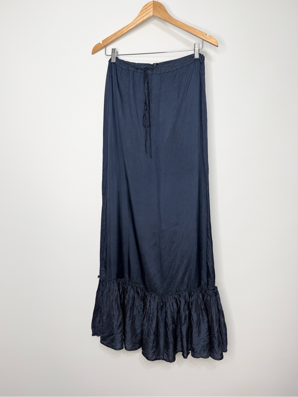 Twelfth Street by Cynthia Vincent for Piper Lime Navy Blue Ruffle Maxi Skirt